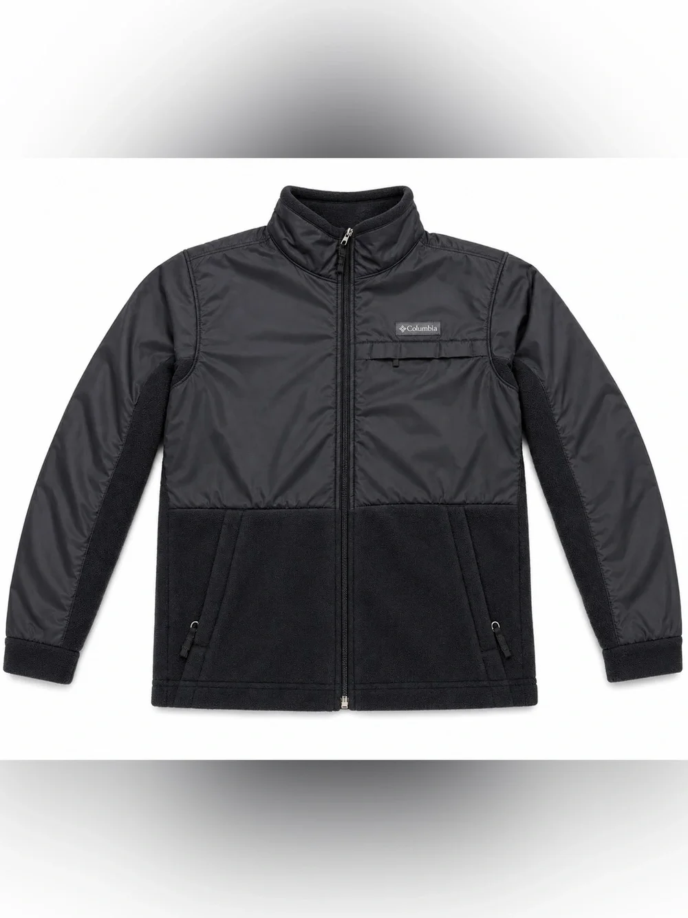 Columbia Kids Fleece Jacket Size M 10/12 Black Full Zip Outdoor Coat